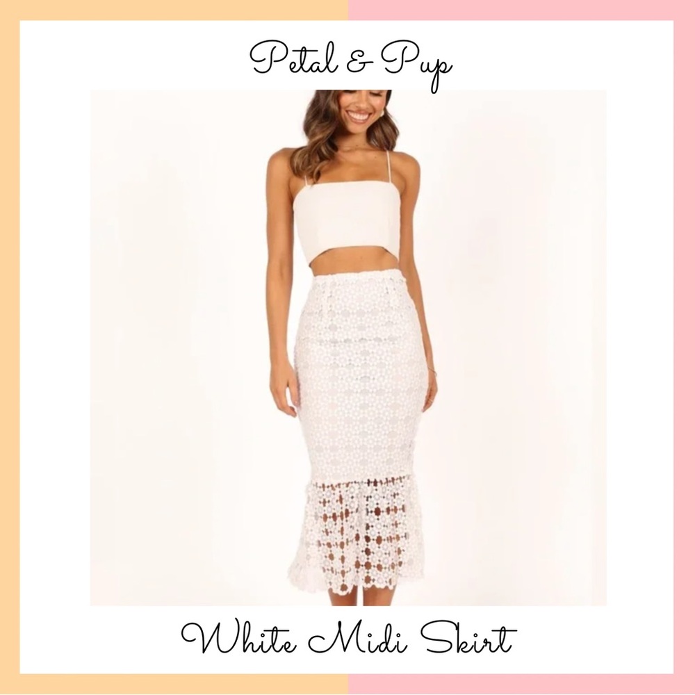 Petal & Pup White Midi Skirt